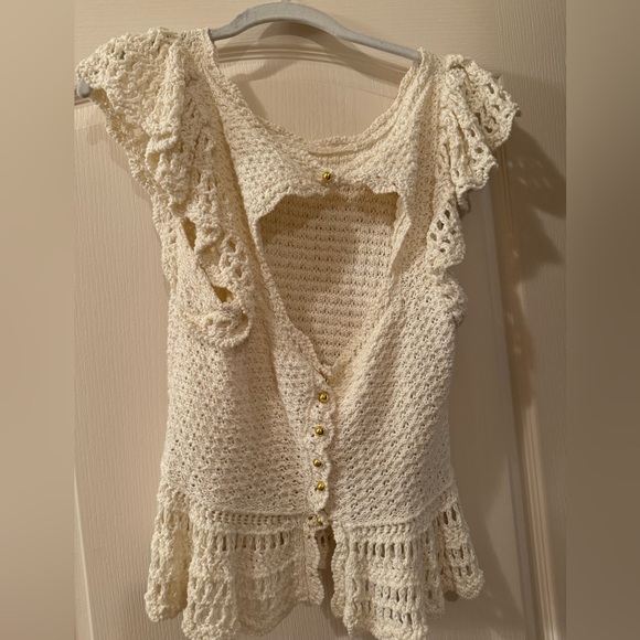 Anthropologie Flutter-Sleeve Sweater Top - Picture 4 of 7